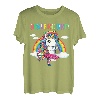 Süßes Einhorn tanzt im Regenbogen-Hapfox. T-Shirt