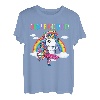Süßes Einhorn tanzt im Regenbogen-Hapfox. T-Shirt