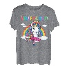 Süßes Einhorn tanzt im Regenbogen-Hapfox. T-Shirt