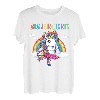 Süßes Einhorn tanzt im Regenbogen-Hapfox. T-Shirt