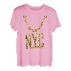 New York City Golden Hip Hop Halskette Kette Outfit Grafik T-Shirt
