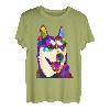 Husky buntes Pop Art Porträt für Hundebesitzer Chukcha Sibe T-Shirt