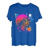 Retro Großmund-Barschfisch Synthwave Vintage Angeln T-Shirt