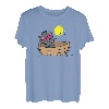 Katzenangeln auf dem Boot bei Sonnenuntergang T-Shirt