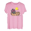 Katzenangeln auf dem Boot bei Sonnenuntergang T-Shirt