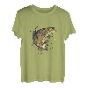 Kubistisches braunes Forellenangeln, coole Fischkunst, Malbekleidung T-Shirt