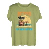 Retired - Sonnenuntergang-Strandszene mit Burgerhack - Mein neues Büro T-Shirt