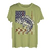 Vintage Barschfisch USA Amerikanische Flagge Angeln Papa 4. Juli T-Shirt