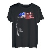 Vintage Angelrute, amerikanische Flagge, lustiges Angelgeschenk T-Shirt