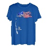 Vintage Angelrute, amerikanische Flagge, lustiges Angelgeschenk T-Shirt