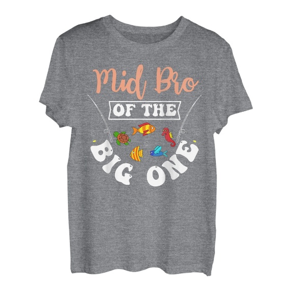 Mid Bro Of The Big One Angeln, Geburtstagsparty, Tag T-Shirt