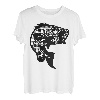 Barschfisch, schwarz und weiß, Büffelkariert, Fliegenfischen, Angler T-Shirt