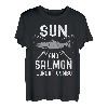 Lachs Angelrute I Sonne und Lachs T-Shirt