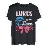 Damen Köder oder Spitze Schwangerschaft Geschlecht offenbart Angeln Mädchen Junge T-Shirt
