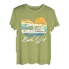 Boot Mädchen Sonnenuntergang Vintage - Lustiges Pontonboot Bootfahren Frauen T-Shirt