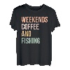 Vintage Retro Lake Life Weekends Kaffee und Angeln T-Shirt