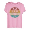 Retro Vintage Lustiger Angler Angeln Eat Sleep Fish Repeat T-Shirt