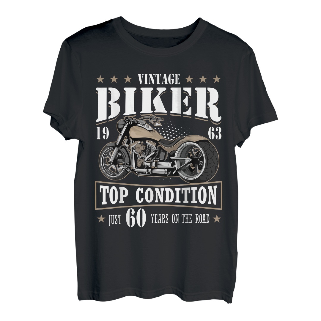 Biker 60 Geburtstagsdekorationen für Männer Motorrad T-Shirt