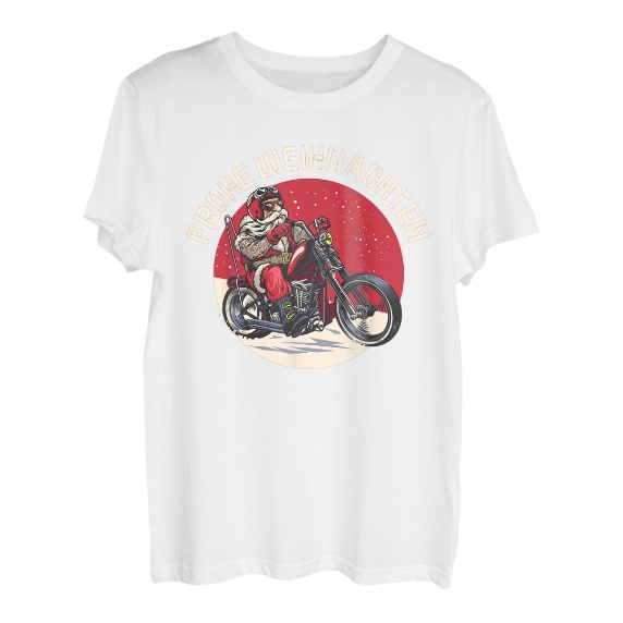 Frohe Weihnachten Nikolaus auf Motorrad cool Santa Biker T-Shirt - Hapfox