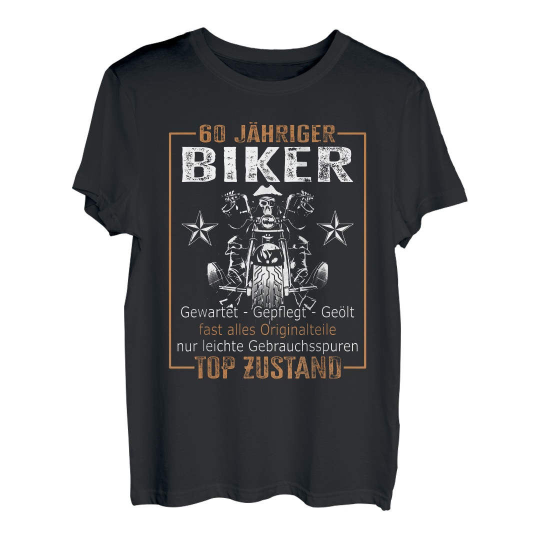 60 Geburtstag Mann - 60 Jähriger Biker Motorrad-Fahrer T-Shirt