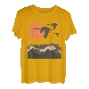 Schwäne Berge Landschaft Natur Minimalistisches Design T-Shirt