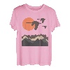 Schwäne Berge Landschaft Natur Minimalistisches Design T-Shirt
