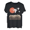 Schwäne Berge Landschaft Natur Minimalistisches Design T-Shirt