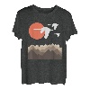 Schwäne Berge Landschaft Natur Minimalistisches Design T-Shirt