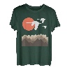 Schwäne Berge Landschaft Natur Minimalistisches Design T-Shirt