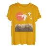 Schwäne Berge Landschaft Natur Minimalistisches Design T-Shirt