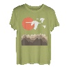 Schwäne Berge Landschaft Natur Minimalistisches Design T-Shirt