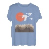 Schwäne Berge Landschaft Natur Minimalistisches Design T-Shirt