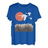 Schwäne Berge Landschaft Natur Minimalistisches Design T-Shirt