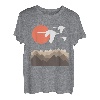 Schwäne Berge Landschaft Natur Minimalistisches Design T-Shirt