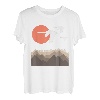 Schwäne Berge Landschaft Natur Minimalistisches Design T-Shirt