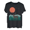 Hirsch Reh Berge Landschaft Natur Minimalistisches Design T-Shirt