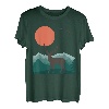 Hirsch Reh Berge Landschaft Natur Minimalistisches Design T-Shirt