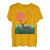 Hirsch Reh Berge Landschaft Natur Minimalistisches Design T-Shirt