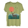 Hirsch Reh Berge Landschaft Natur Minimalistisches Design T-Shirt
