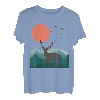 Hirsch Reh Berge Landschaft Natur Minimalistisches Design T-Shirt