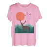 Hirsch Reh Berge Landschaft Natur Minimalistisches Design T-Shirt