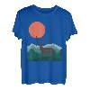 Hirsch Reh Berge Landschaft Natur Minimalistisches Design T-Shirt