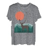 Hirsch Reh Berge Landschaft Natur Minimalistisches Design T-Shirt