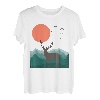 Hirsch Reh Berge Landschaft Natur Minimalistisches Design T-Shirt