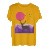 Berge Landschaft Natur Hirsch Reh Minimalistisches Design T-Shirt