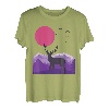 Berge Landschaft Natur Hirsch Reh Minimalistisches Design T-Shirt