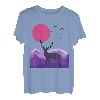 Berge Landschaft Natur Hirsch Reh Minimalistisches Design T-Shirt