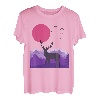 Berge Landschaft Natur Hirsch Reh Minimalistisches Design T-Shirt