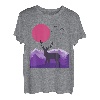 Berge Landschaft Natur Hirsch Reh Minimalistisches Design T-Shirt