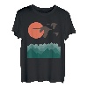 Schwäne Berge Landschaft Natur Minimalistisches Design T-Shirt